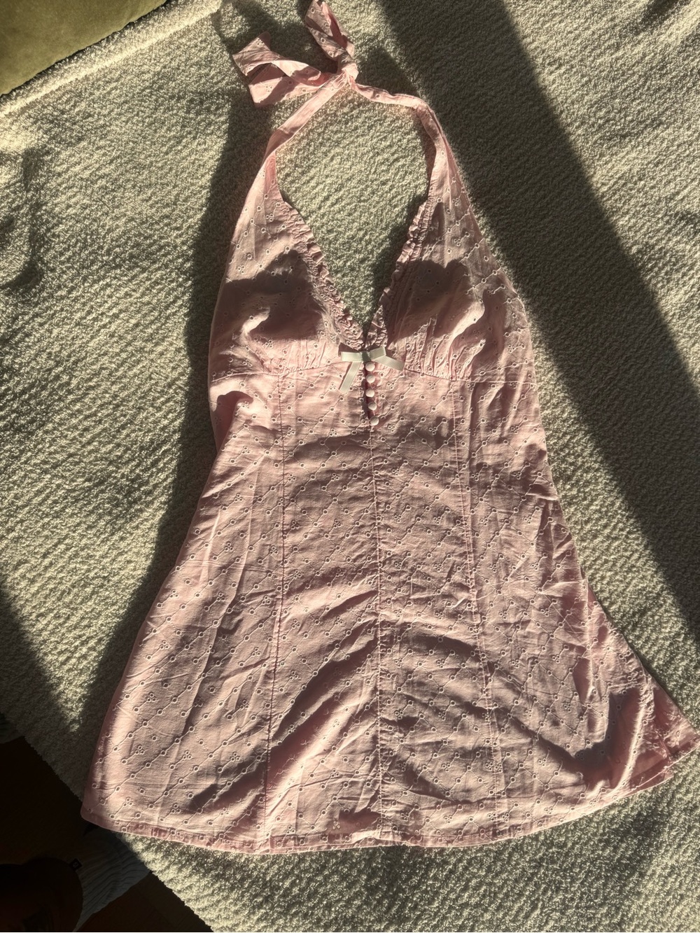 Pink Halter Eyelet babydoll dress